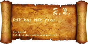 Rákai Márton névjegykártya